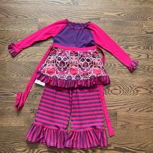 Pink and purple tie back matching set. Girls size 5